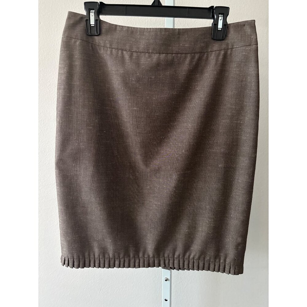 Quiet Luxury Tailored Skirt 8 by Classiques Entier Pleated Hem Rayon-Linen Blend - Picture 2 of 11